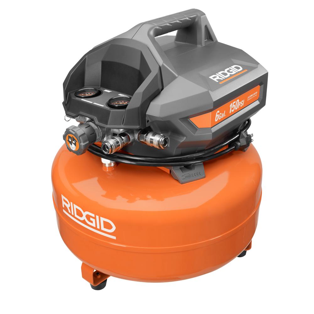 RIDGID 6 Gal. Pancake Compressor - 1/4" Air Hose Included - Bath Bomb USA